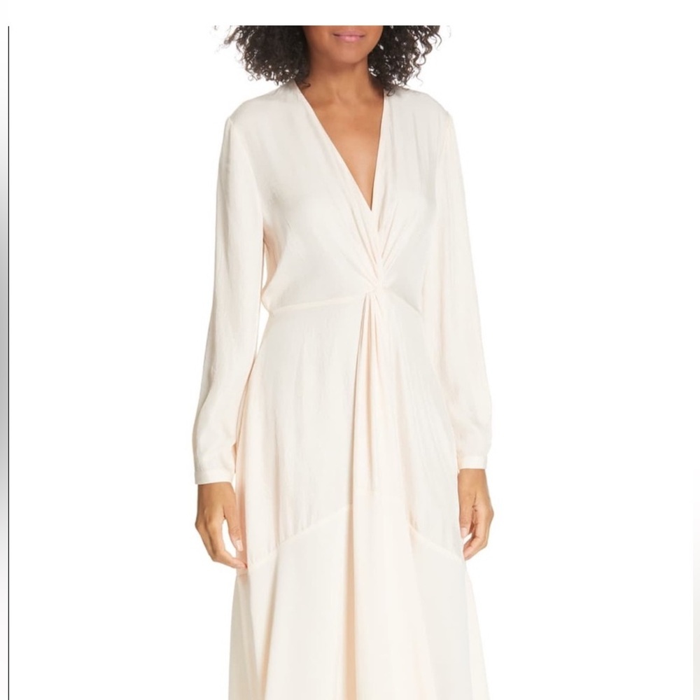 Vince Twist Drape Long Sleeve Dress in Oat Blush Women’s Size 2